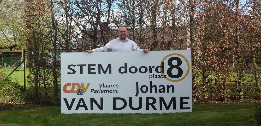 Johan Van Durme met zijn verliezingsslogan