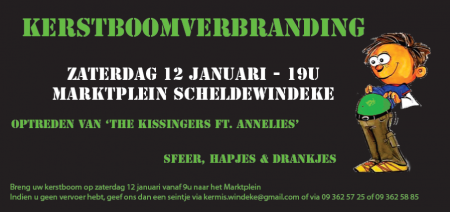 Kerstboomverbranding in Scheldewindeke op zaterdag 12 januari
