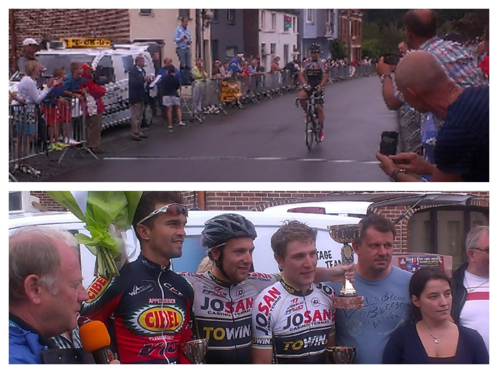 De aankomst van Niels De Rooze en de foto met 2e en 3e en de organisatie