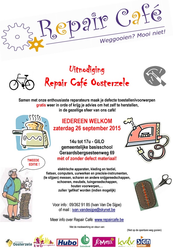 Repair Café op 26 september in Oosterzele