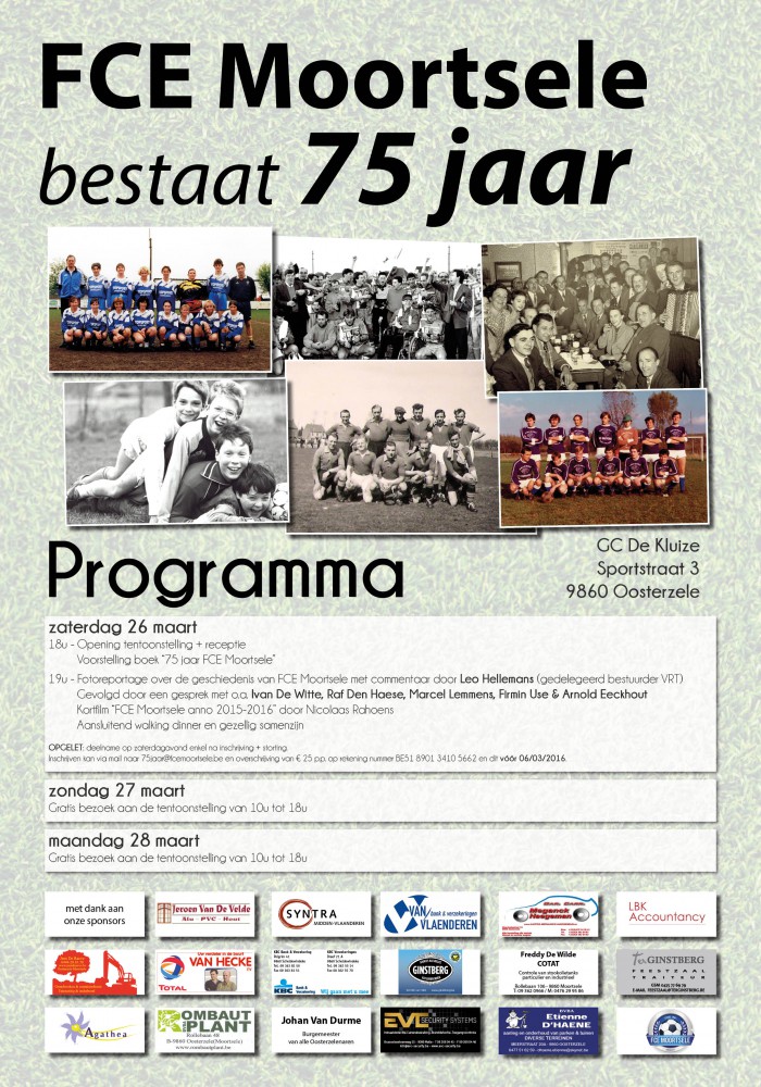 Programma naar aanleiding van het 75-jarig bestaan van FCE Moortsele