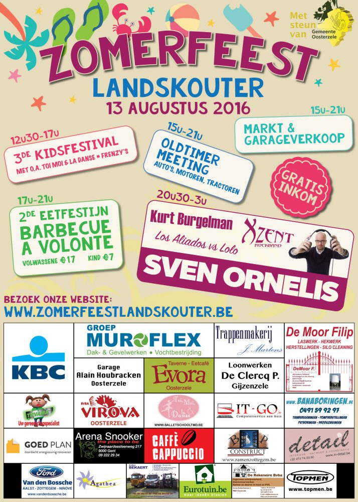 Affiche van het Zomerfeest in Landskouter op zaterdag 13 augustus